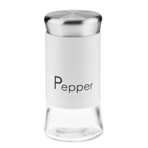 PRZYPRAWNIK SZKLANY DO SOLI NAPIS PEPPER BIAŁY