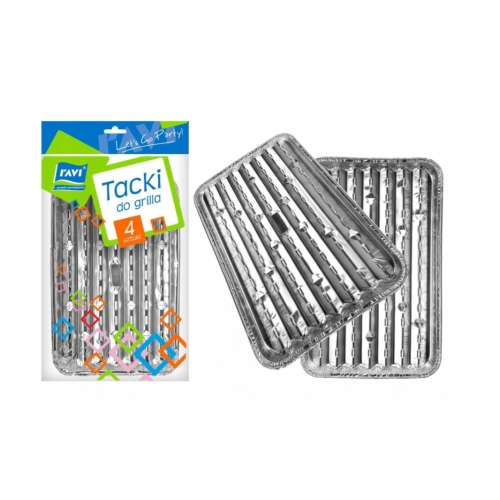 Tacki aluminiowe srebrne do grilla 4 szt. RAVI