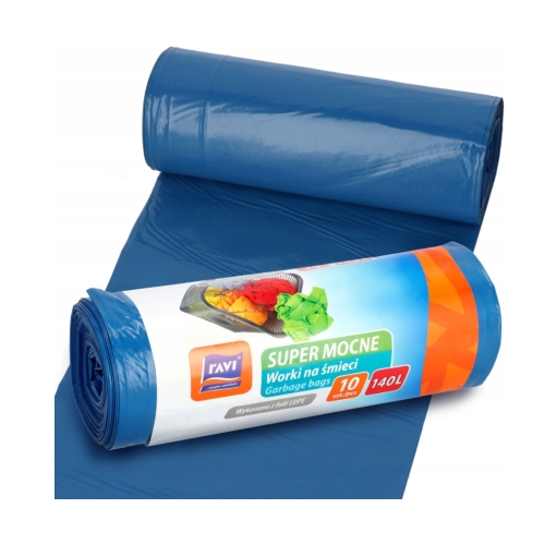 WORKI NA ŚMIECI SUPER MOCNE RAVI NIEBIESKIE 140l 10szt