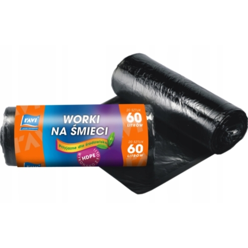 WORKI NA ŚMIECI HDPE 60L/20SZ RAVI