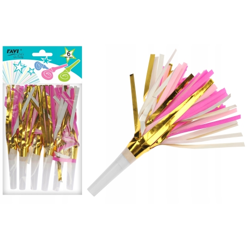 GWIZDKI Z FRĘDZLAMI GOLD AND PINK RAVI 6szt
