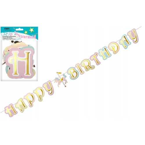 GIRLANDA URODZINOWA ZŁOTY NAPIS HAPPY BIRTHDAY