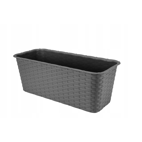 SKRZYNKA BALKONOWA DONICZKA 40CM GRAFIT RATTAN
