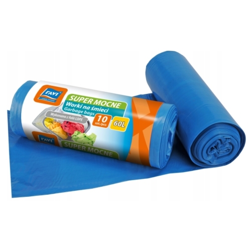 WORKI NA ŚMIECI SUPER MOCNE LDPE RAVI 60l 10szt