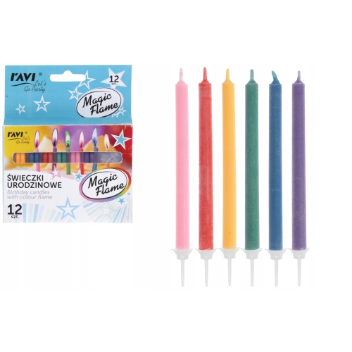 ŚWIECZKI URODZINOWE MAGIC FLAME 12SZT
