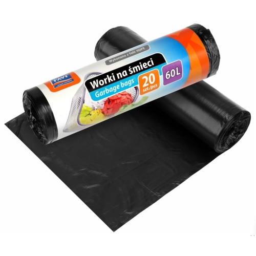 WORKI HDPE 60L 60x80cm 20szt CZARNE