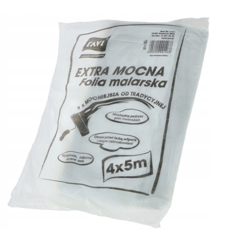 FOLIA MALARSKA OCHRONNA 4x5 m MOCNA BUDOWLANA