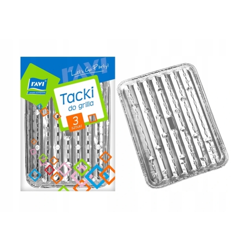 Tacki do grilla aluminiowe 3 szt 26,5x18,5x1,9cm