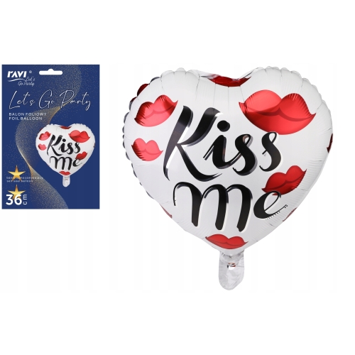 BALON FOLIOWY SERCE Z NAPISEM KISS ME RAVI 36cm