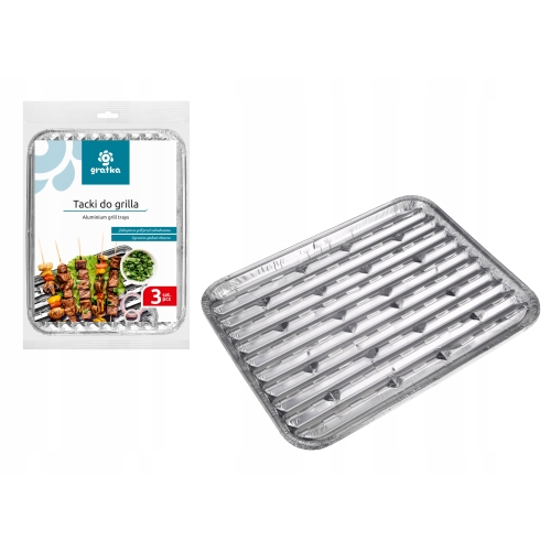 TACKI DO GRILLA ALUMINIOWE GRATKA 28x22x15cm3szt