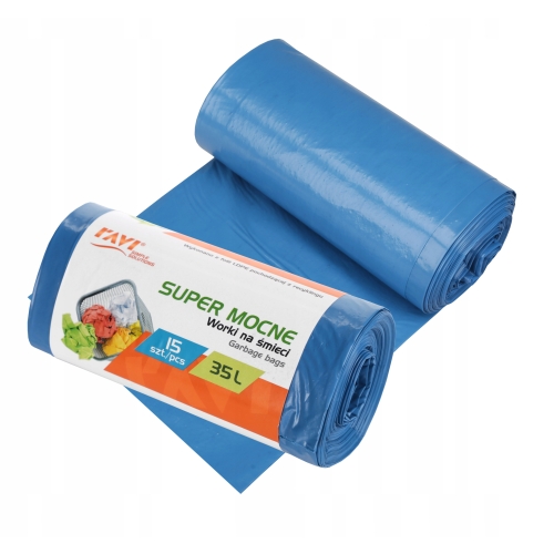 WORKI NA ŚMIECI SUPER MOCNE 35l 15szt LDPE 52x57cm