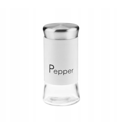 PRZYPRAWNIK SZKLANY GRENO DO PIEPRZU NAPIS PEPPER BIAŁY