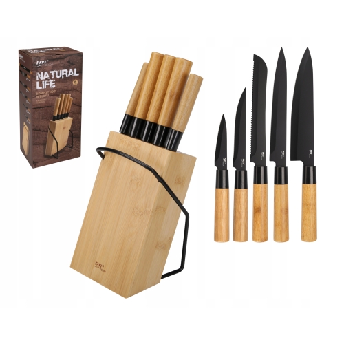KOMPLET NOŻY W BLOKU NATURAL LIFE 5szt 21204