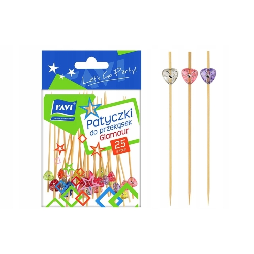 PATYCZKI DO PRZEKĄSEK GLAMOUR RAVI 9cm 25szt