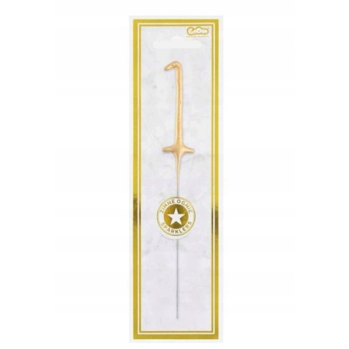 ZIMNE OGNIE NA TORT ZŁOTA CYFRA 1 17cm 1szt