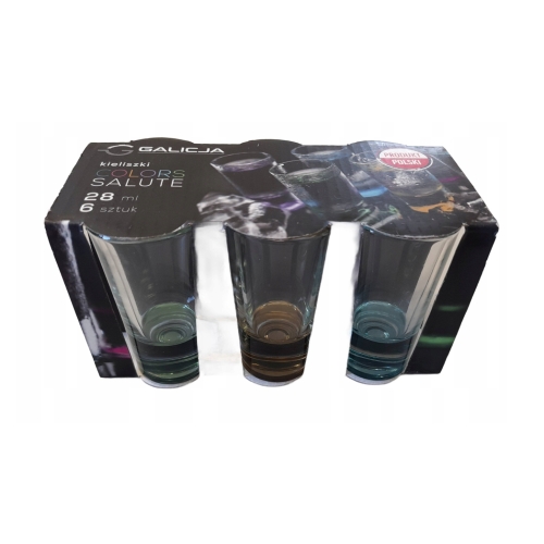 KIELISZKI COLORS SALUTE do wódki KOMPLET GALICJA 28ml 6szt