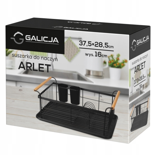 SUSZARKA OCIEKACZ DO NACZYŃ ARLET 37,5x28,5x16cm 03593 czarna