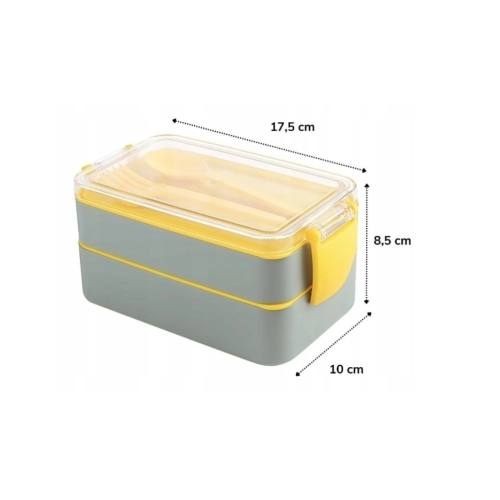 PODWÓJNY POJEMNIK LUNCH BOX ZE SZTUĆCAMI NA ŻYWNOŚĆ RAVI