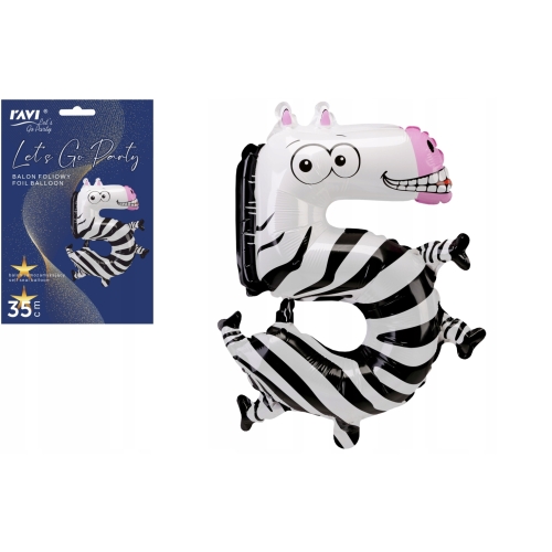 BALON FOLIOWY URODZINY PARTY CYFRA 5 PIĄTKA ANIMALS 35cm