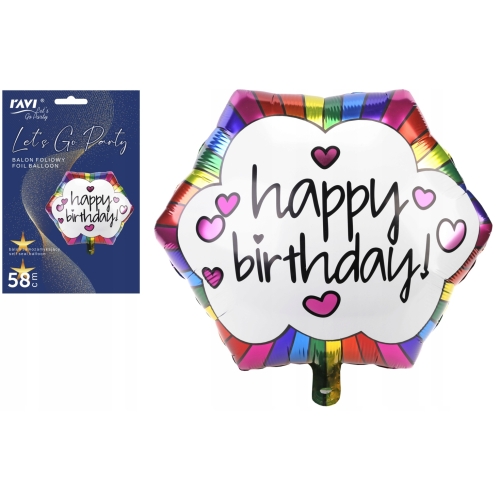 BALON FOLIOWY HAPPY BIRTHDAY URODZINY 58cm 22178