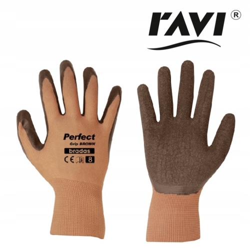 RĘKAWICE OCHRONNE PERFECT GRIP BROWN M 8