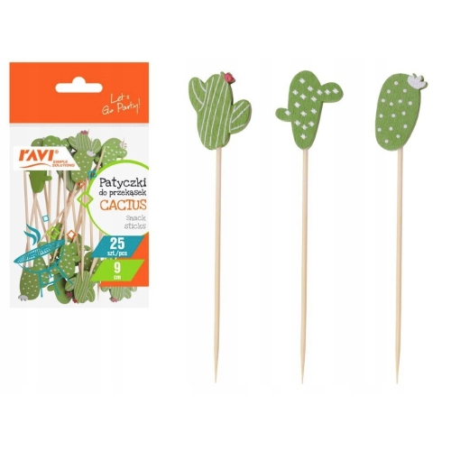 PATYCZKI DO PRZEKĄSEK CACTUS RAVI 9cm 25szt