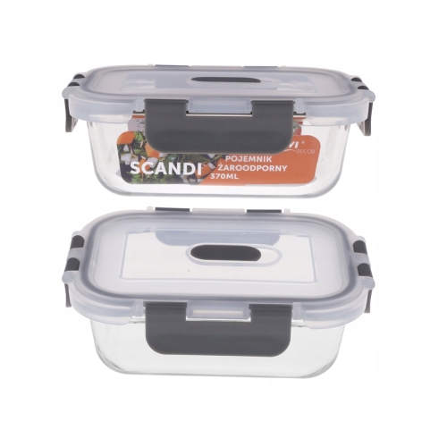 POJEMNIK SCANDI ŻAROODPORNY SZKLANY Z POKRYWĄ 370ml 71485
