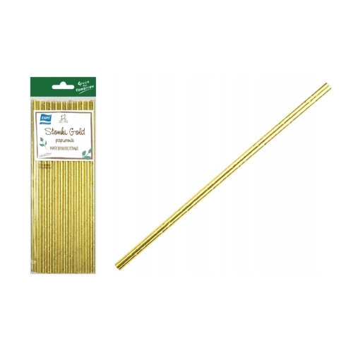 SŁOMKI PAPIEROWE GOLD 12szt