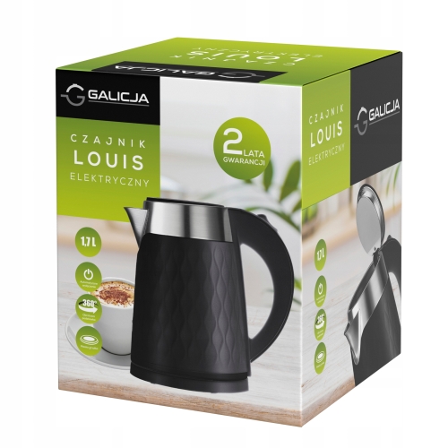 CZAJNIK ELEKTRYCZNY LOUIS STAL NIERDZEWNA PLASTIK 1,7l 28683 czarny