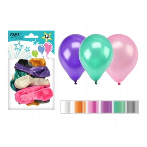 BALONY LATEKSOWE METALIZOEANE KOLOROWE RAVI 12szt