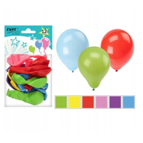 BALONY LATEKSOWE KOLOROWE RAVI 12szt