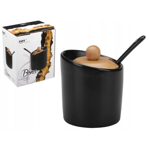 CUKIERNICA BONA Z ŁYŻECZKĄ CZARNA RAVI 7,5cm 71473