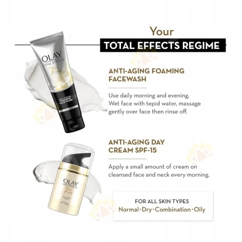 OLAY TOTAL EFFECTS ZESTAW KREM P/STARZENIOWY I PŁYN OCZYSZCZAJĄCY