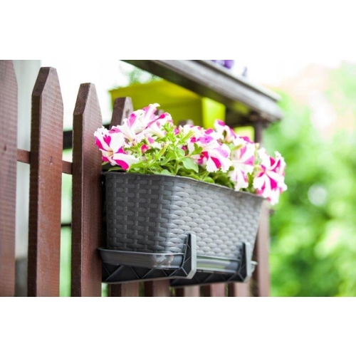 DONICZKA SKRZYNKA BALKONOWA RATTAN 60cm SZARA