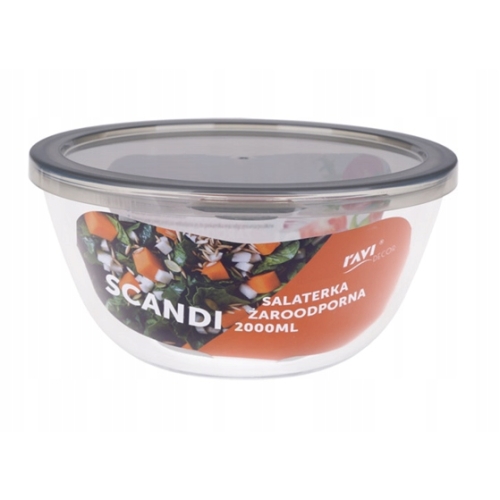 SALATERKA MISKA SZKLANA ŻAROODPORNA Z POKRYWĄ SCANDI 2000ml 71490