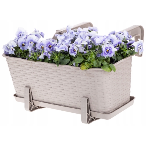 DONICZKA BALKONOWA PODSTAWKA UCHWYTY ZESTAW RATTAN 40cm karmel