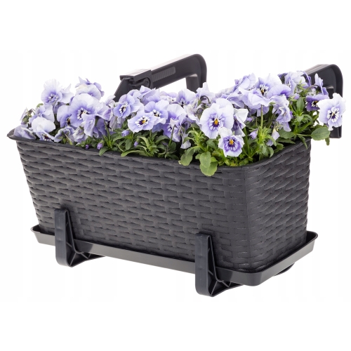 DONICZKA BALKONOWA PODSTAWKA UCHWYTY ZESTAW RATTAN 40cm grafit