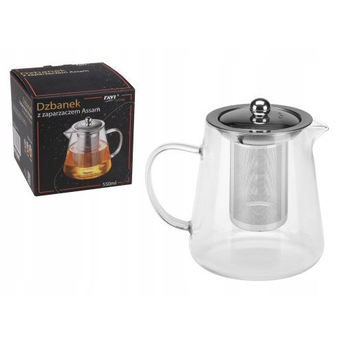 SZKLANY DZBANEK Z ZAPARZACZEM ASSAM 550ml RAVI
