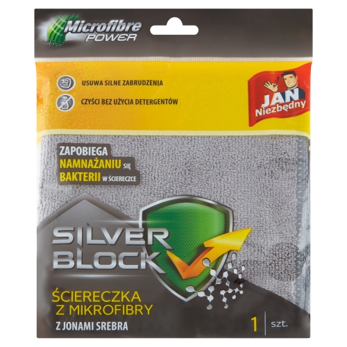 JAN NIEZBĘDNY ŚCIERECZKA MIKROFIBRA SILVER BLOCK z jonami srebra 32cmx32cm