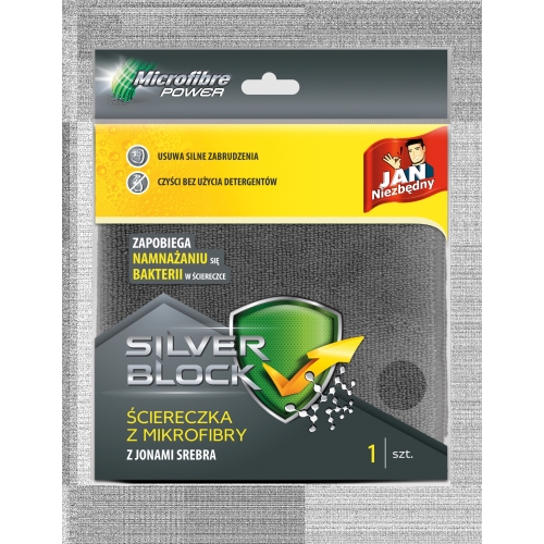 JAN NIEZBĘDNY ŚCIERECZKA MIKROFIBRA SILVER BLOCK z jonami srebra 32cmx32cm