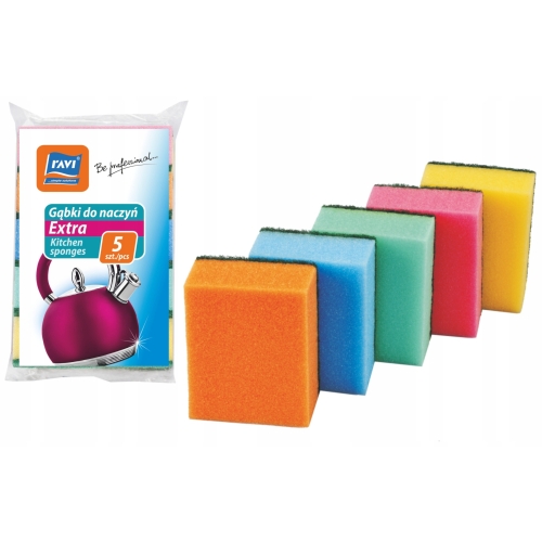 GĄBKI DO NACZYŃ ZMYWAKI EXTRA RAVI 00507 5szt
