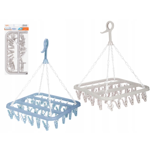 SUSZARKA WIESZAK Z KLAMERKAMI NA SKARPETKI BIELIZNĘ 28szt 01068