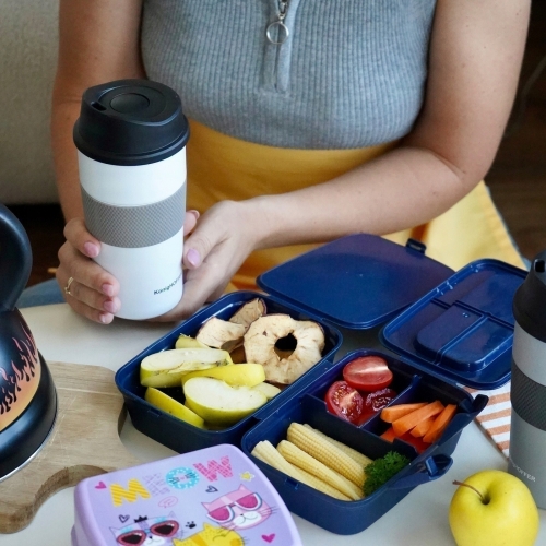 LUNCH BOX POJEMNIK ŚNIADANIOWY 4 KOMORY SZTUĆCE IML JOY 38748 wz1