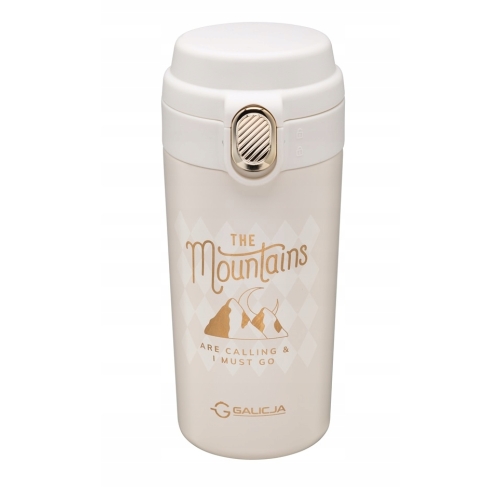 KUBEK TERMICZNY TERMOS BIDON MOUNTAINS 23089 350ml KREMOWY