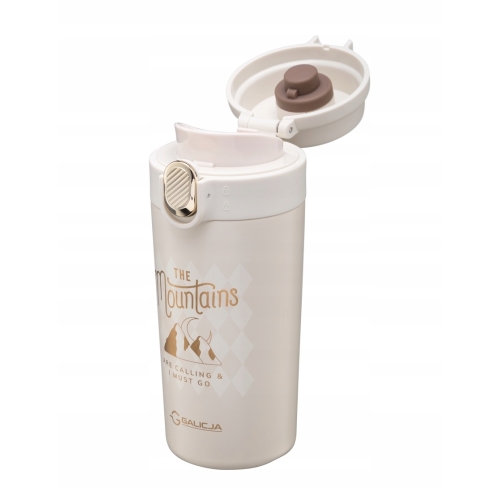 KUBEK TERMICZNY TERMOS BIDON MOUNTAINS 23089 350ml KREMOWY