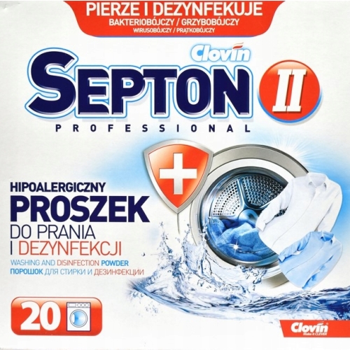 CLOVIN II SEPTON UNIWERSALNY PROSZEK DO PRANIA I DEZYNFEKCJI 20pr/2,3kg