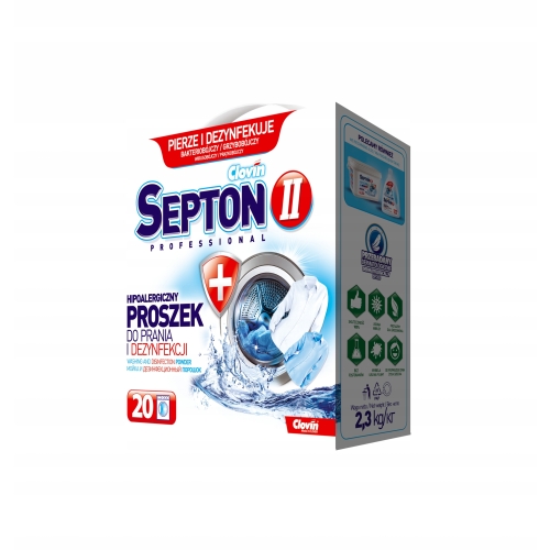 CLOVIN II SEPTON UNIWERSALNY PROSZEK DO PRANIA I DEZYNFEKCJI 20pr/2,3kg