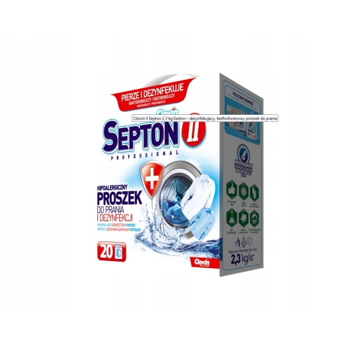 CLOVIN II SEPTON UNIWERSALNY PROSZEK DO PRANIA I DEZYNFEKCJI 20pr/2,3kg