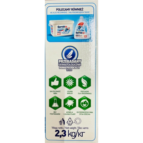 CLOVIN II SEPTON UNIWERSALNY PROSZEK DO PRANIA I DEZYNFEKCJI 20pr/2,3kg