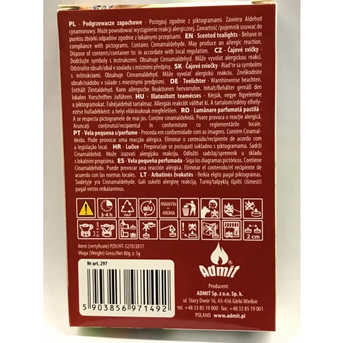 ŚWIECA PARAFINOWA TEALIGHTS PODGRZEWACZ ADMIT OPIUM 6szt